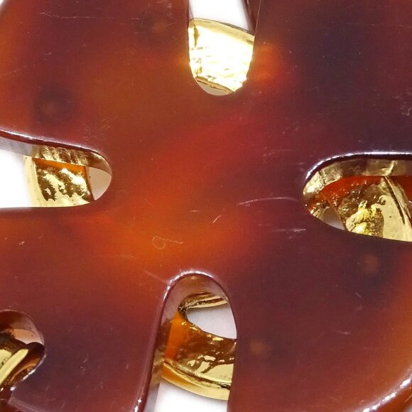 Chanel Clover Dangle Earrings Gold Clip-On 94P - Picture 2 of 4